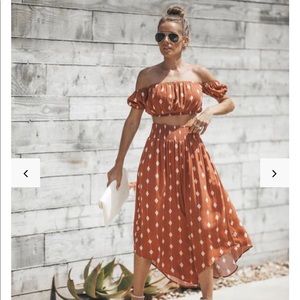 Vici Diamond Daze Crop Top and Gaucho Pant Rust